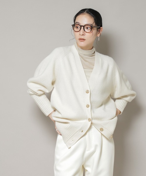 ナノユニバース(NANO universe) AQUAウールカシミヤVネックカーディガン