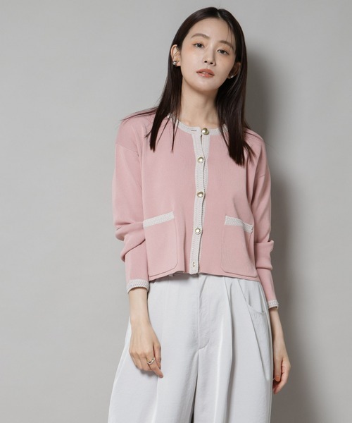 ナノユニバース(NANO universe) 洗濯機洗可配色ジャケットカーディガン