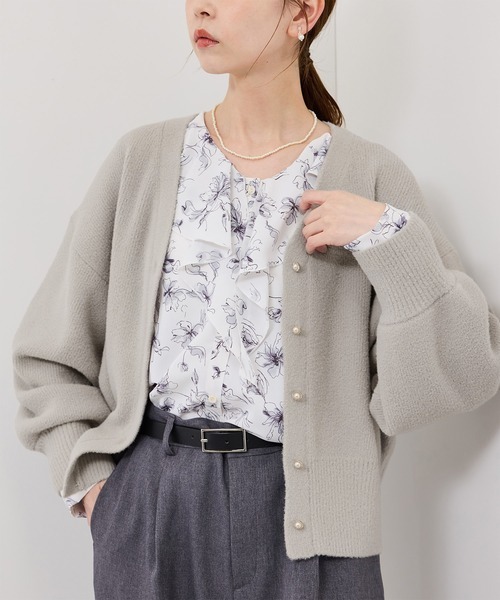 ロペピクニック(ROPE' PICNIC) スフレニットシリーズ パールボタンショートカーディガン
