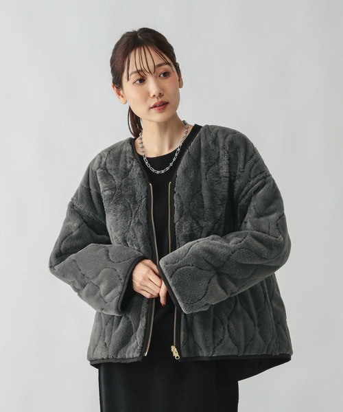 グローバルワーク(GLOBAL WORK) リバーシブルファーキルトブルゾン