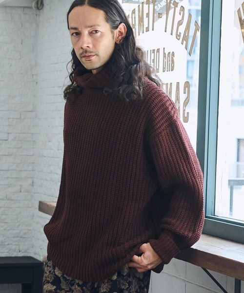 カンビオ(CAMBIO) ルーズフィットボリュームタートルネックセーター