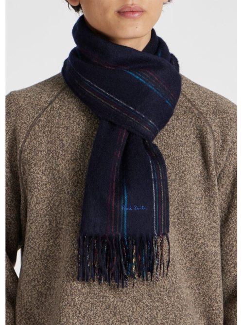 ポールスミス(Paul Smith) ランダムストライプ カシミヤ マフラー
