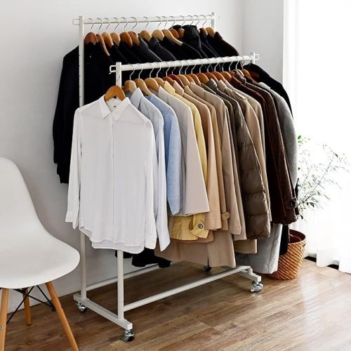 山善(YAMAZEN) 頑丈ハンガーラック ダブル DDSH-W