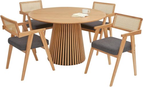 ロウヤ(LOWYA) 4人掛けダイニングテーブルセット 円形