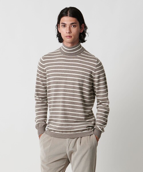 グランサッソ(GRAN SASSO) 12ゲージ ボーダー タートルネックニット