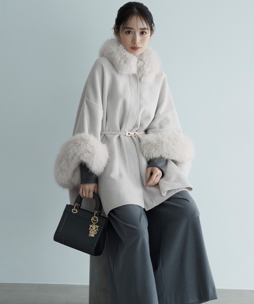 スナイデル(Snaidel) ファー付きミドルケープコート