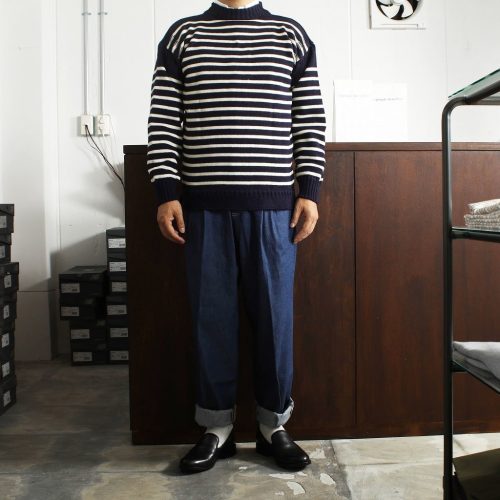 ガンジーウーレンズ(Guernsey Woollens) フィッシャーマンセーター ボーダー
