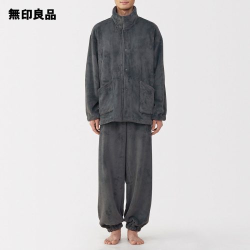 無印良品 紳士 静電気が起きにくい 着る毛布 スタンドカラー長袖パジャマ