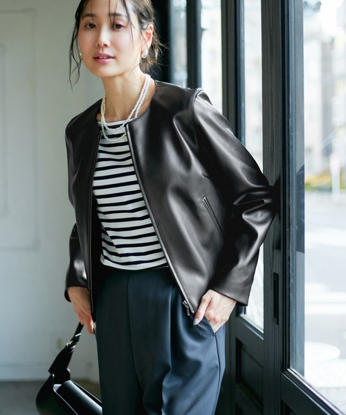 ロペピクニック(ROPE' PICNIC) 花粉ガード シンセティックレザーノーカラージャケット