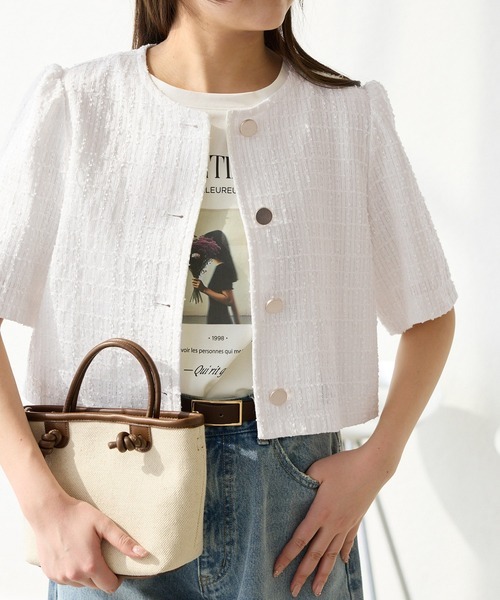 ロペピクニック(ROPE' PICNIC) サマー・ツイード 金ボタンカーディジャケット