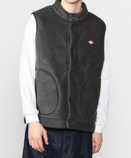 ダントン(DANTON) ダブルフェイスボア スタンドカラーベスト