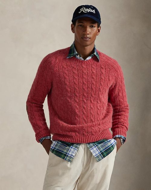 ポロラルフローレン(Polo Ralph Lauren) スエードパッチ ケーブルニット セーター