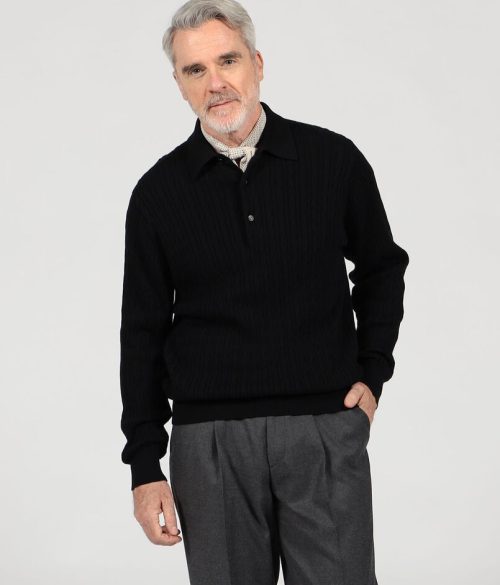 トゥモローランド(TOMORROWLAND) コットンシルク ポロカラー ケーブルニット