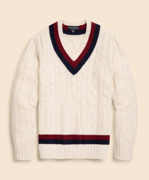ブルックスブラザーズ(Brooks Brothers) ウール ケーブル Vネックテニスセーター