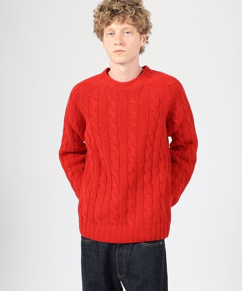 インバーアラン(INVERALLAN) ウールケーブル クルーネックプルオーバーニット