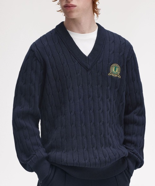 Tennis Badge Cable Knit Jumper