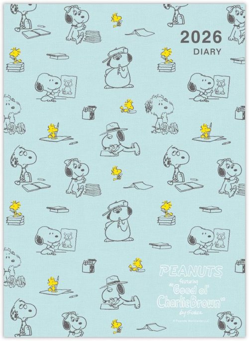 日本ホールマーク 手帳 A5ファミリーダイアリー 2026 スヌーピー きょうだいとお絵かき