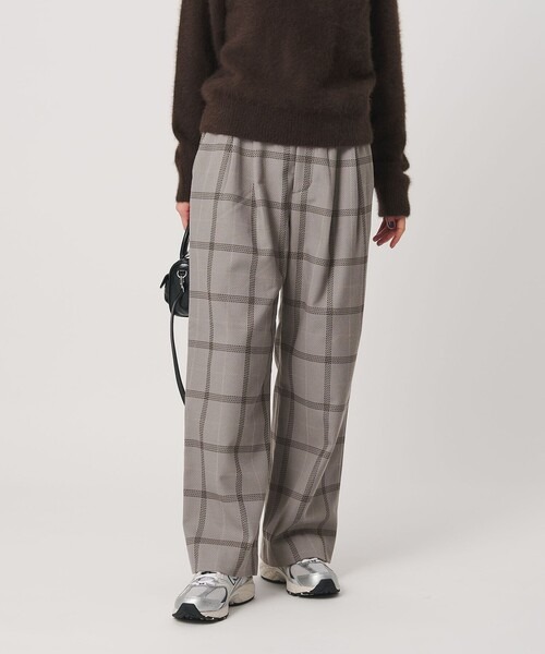 ビューティーアンドユースユナイテッドアローズ(BEAUTY&YOUTH UNITED ARROWS) 裏起毛ウィンドウペン タックワイドパンツ ウォッシャブル
