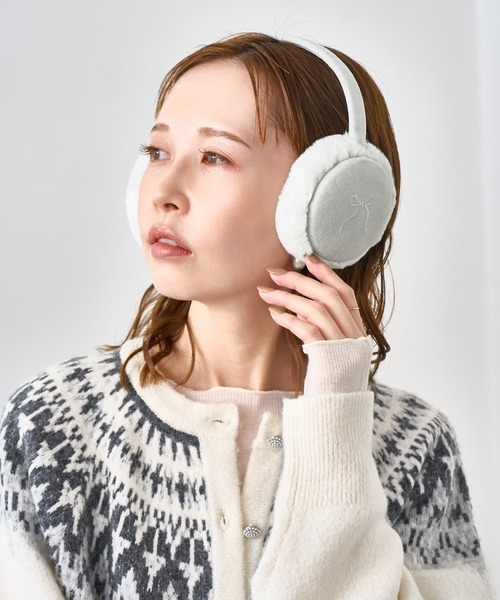 ロペピクニック(ROPE' PICNIC) リボン刺繍スウェード×フェイクファーイヤーマフ