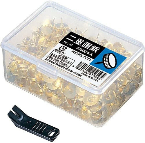 コクヨ(KOKUYO) 二重画鋲 プラケース500本入 ゴールド カヒ-5