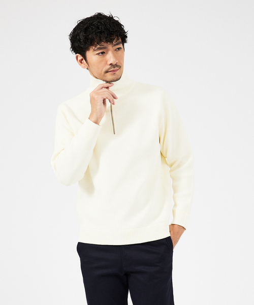 アバハウス(ABAHOUSE) 12ゲージ 畦編み ハーフジップ ニット