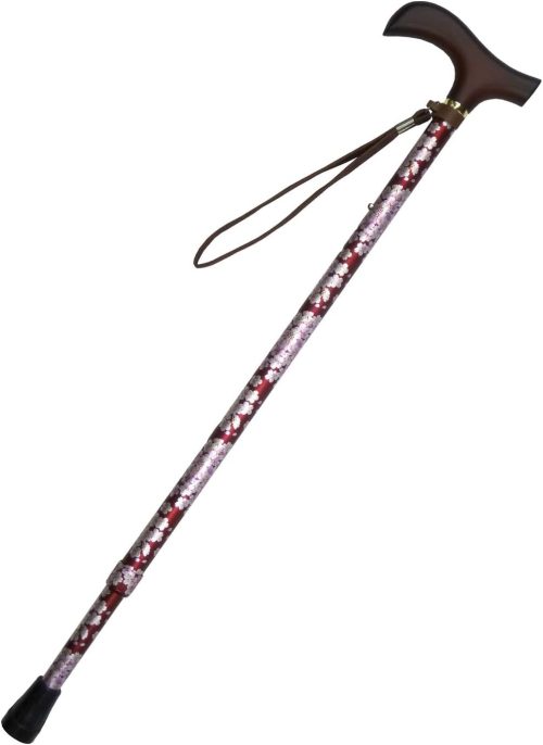 ウェルファン 夢ライフステッキ 柄杖伸縮型 スリムタイプ 桜ワイン