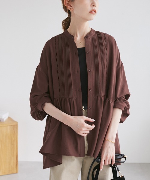 ロペピクニック(ROPE' PICNIC) 羽織れるピンタックデザインペプラムシャツ