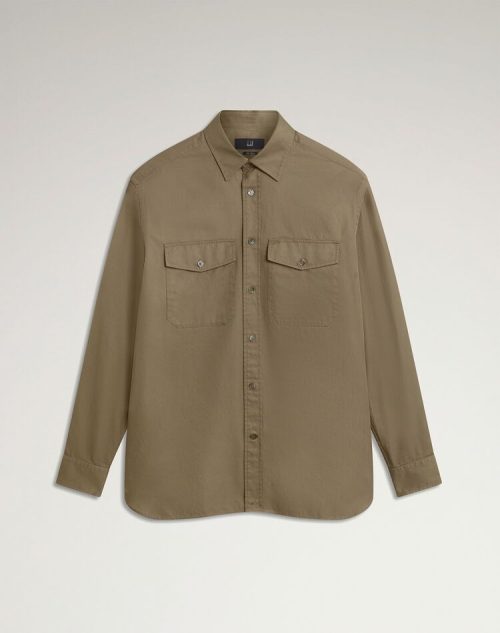 ダンヒル(Dunhill) コットンギャバジン ガーメントウォッシュ 2ポケットシャツ