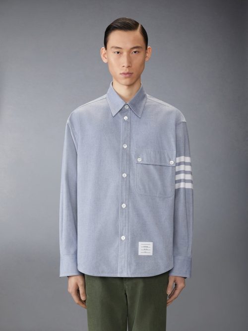 トムブラウン(THOM BROWNE) WOVEN FLANNEL 4-BAR OVERSIZED