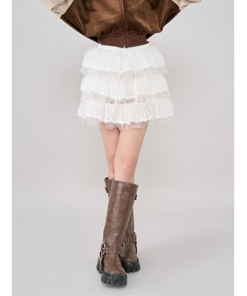 ダーリッチ(Darich) ミックスレースフリルミニスカート