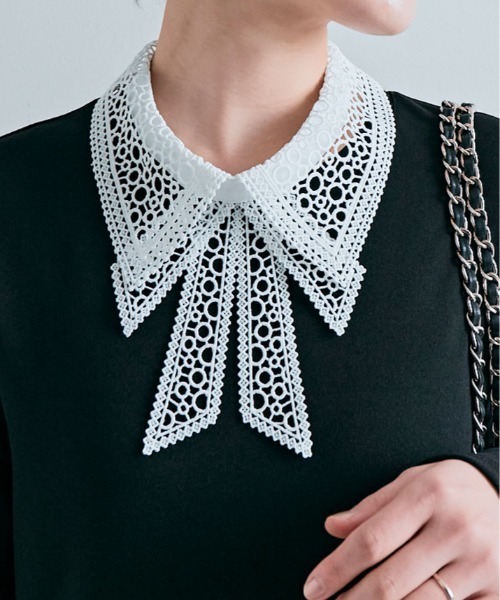キラキラショップ(kirakiraShop) リボン デザイン レース 付け襟