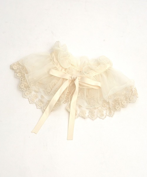 アンコロック(ankoROCK) an meets zakka リボン&フラワーコットンレースフリルチュール付け襟