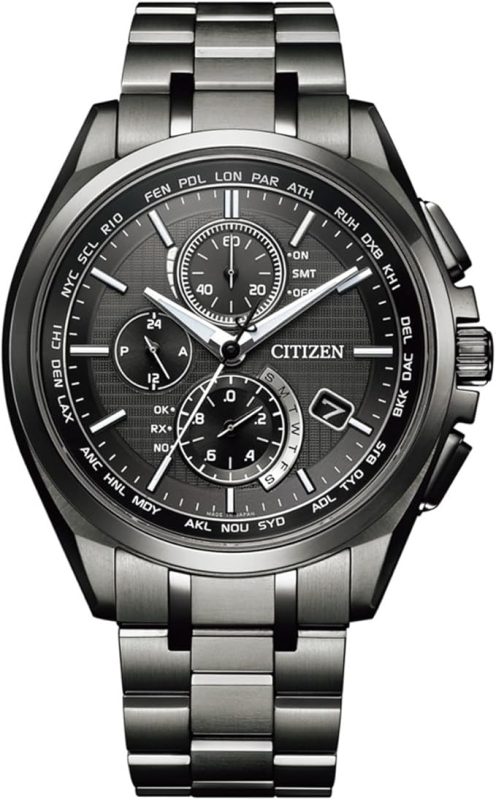 シチズン(CITIZEN) アテッサ エコ・ドライブ電波時計 ダイレクトフライト ブラックチタンシリーズ AT8044-56E
