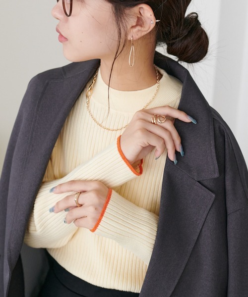 ディスコート(DISCOAT) モチモチリブパイピングハイネック