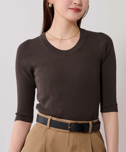 ユアーズ(ur's) Uネックリブニット