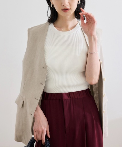 ロペ(ROPE') オーガニックコットンリブスリーブレスニット