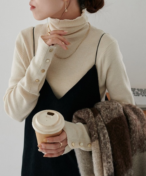 ディスコート(DISCOAT) リブ袖口ボタンタートル