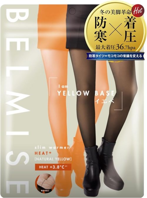 ベルミス(BELMISE) スリムウォーマー ヒート+ 裏起毛タイツ 着圧 フェイクタイツ