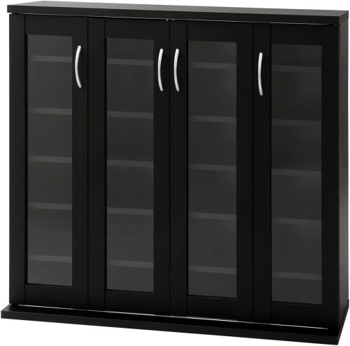 ぼん家具 ガラス扉キャビネット 4扉タイプ AKANBRHM0940