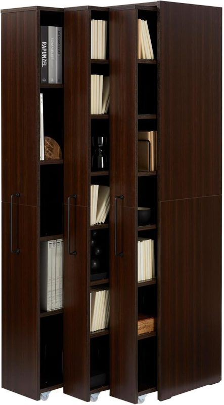 ロウヤ(LOWYA) 幅64 すきま本棚 大容量隙間収納 可動棚 隠しキャスター付き 木目調 s-s300302