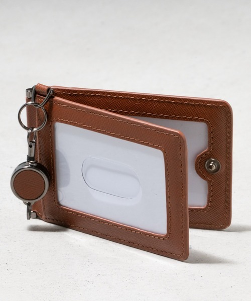 ムラ(MURA) サフィアーノレザー 薄型 伸縮リール付 バタフライ式IDカードケース