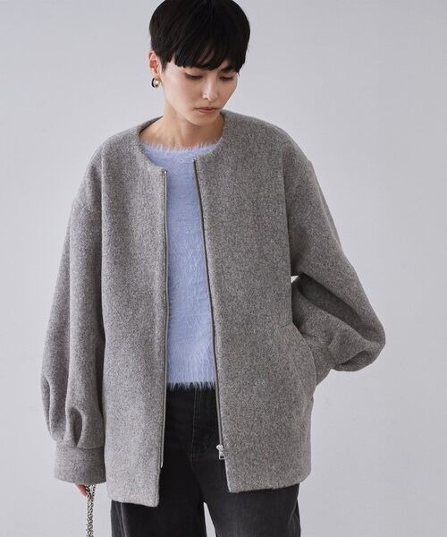 オペークドットクリップ(OPAQUE.CLIP) もこもこノーカラージップミドルコート