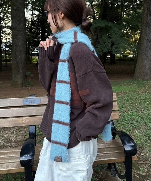 チャオパニック ティピー(CIAOPANIC TYPY) シャギーボーダーマフラー