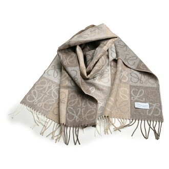 ロエベ(LOEWE) チェッカーボード スカーフ ウール&カシミヤ