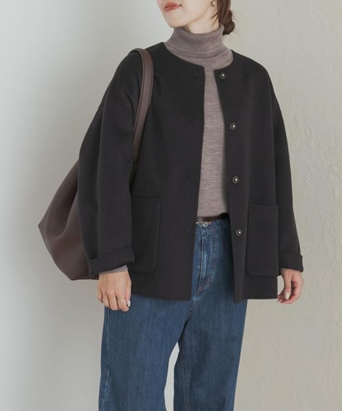 アーバンリサーチドアーズ(URBAN RESEARCH DOORS) ウールリバーノーカーラミドルコート