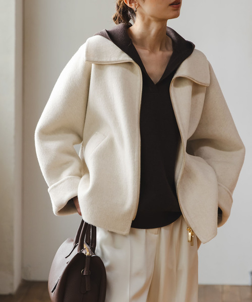 ノーブル(NOBLE) キャメルミックスリバージップコート