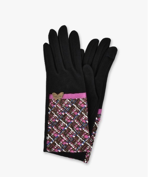 アナ スイ(ANNA SUI) バタフライメタル カラーミックスツイード スマホ対応手袋