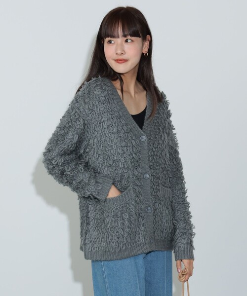 ビームスハート(BEAMS HEART) Vネック ループニット カーディガン