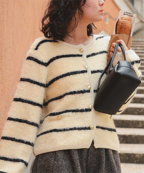 ティティベイト(titivate) プチループゴールド釦ニットカーディガン