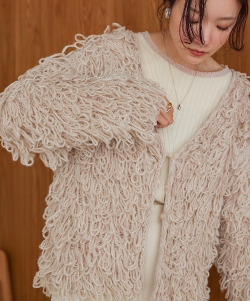 バブ(Bab) ループ編みニットカーディガン